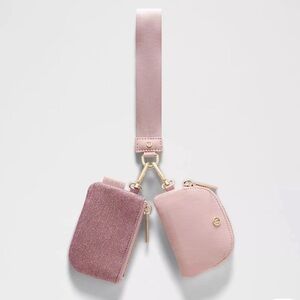 NWT Lululemon athletica dual pouch wristlet - glitter Pink Champagne